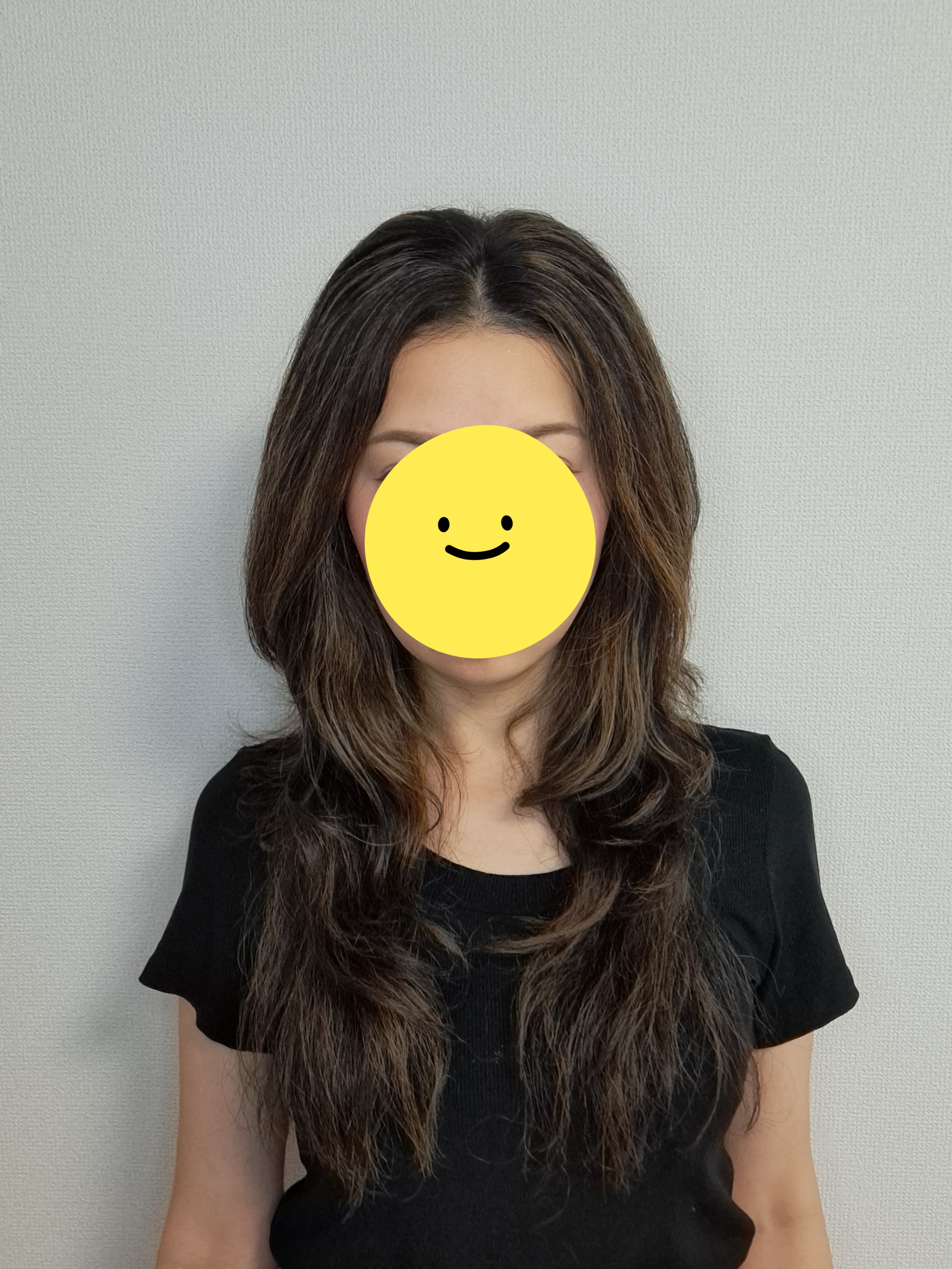 ハイレイヤー癖毛、カット後